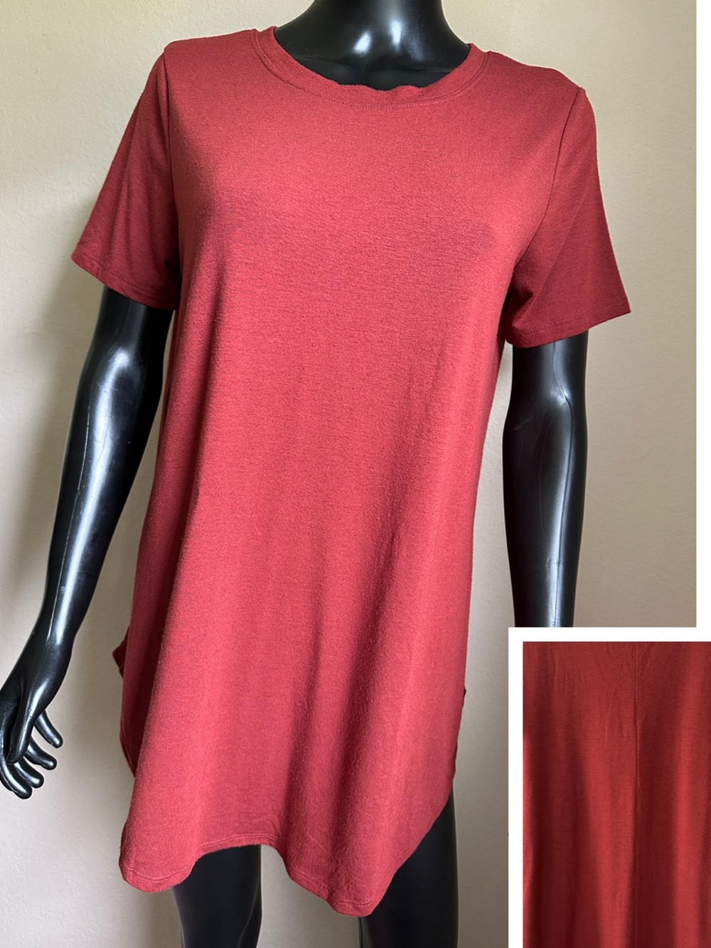 Zenana Outfitters Rust Terracotta Relaxed Longline Tunic Tee - Picture 2 of 12